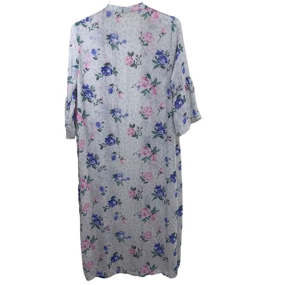 The Zig Zag Stripe Women's Long Open Cardigan Size M Sheer Floral - Picture 7 of 7